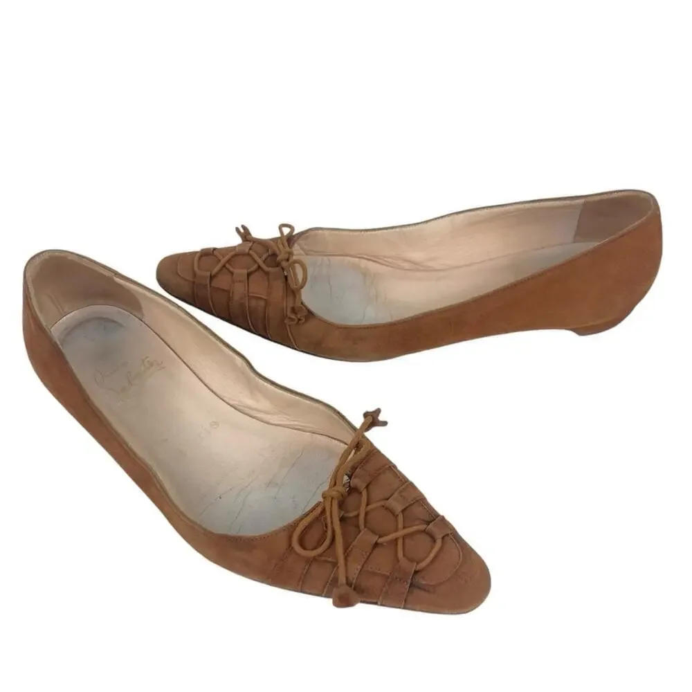 CHRISTIAN LOUBOUTIN Brown Suede Leather Flats - Size 36/6